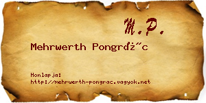 Mehrwerth Pongrác névjegykártya